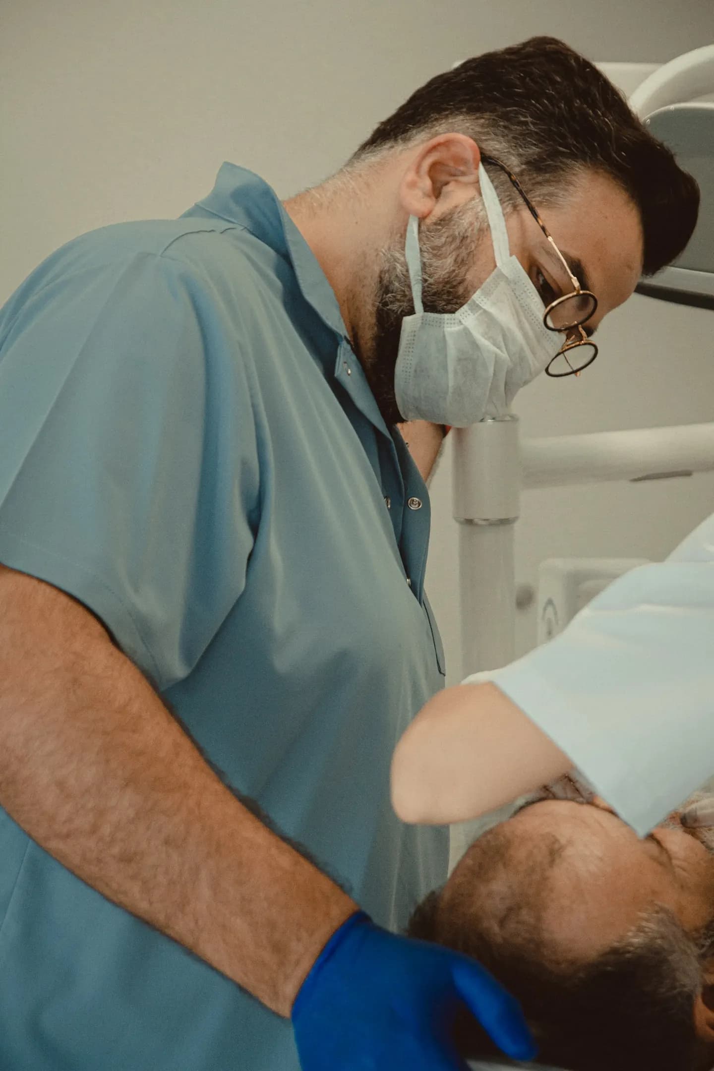 Dentist and patient in a modern dental clinic